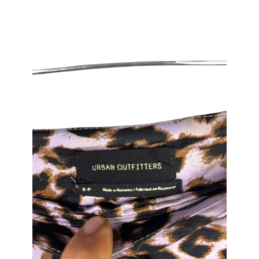 Urban Outfitters Lilac Leopard Print Satin Midi Slip Skirt Purple Brown Small - Picture 6 of 10
